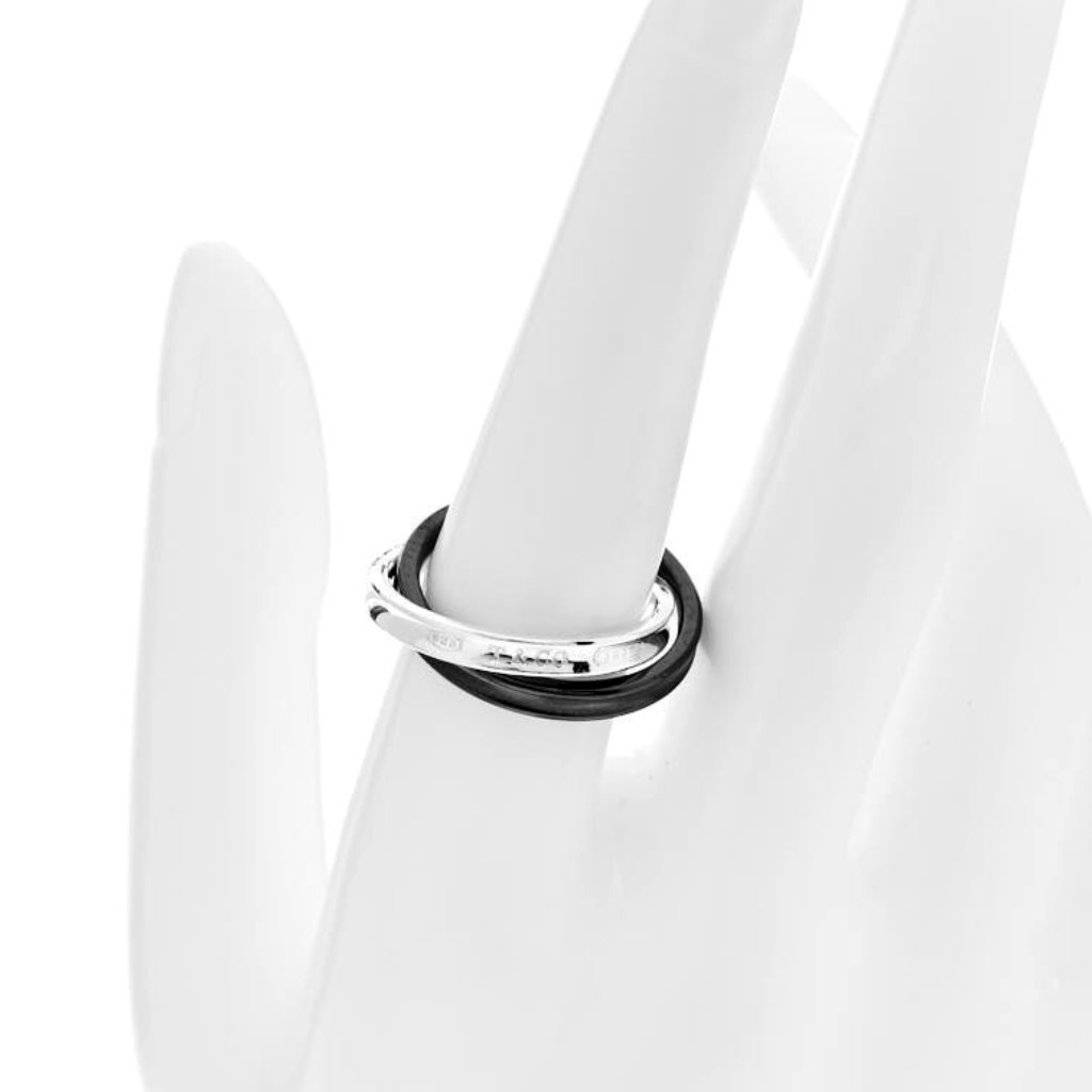 Tiffany & Co. Titanium And Sterling Silver Interlocking Ring, Sz 7 / 54